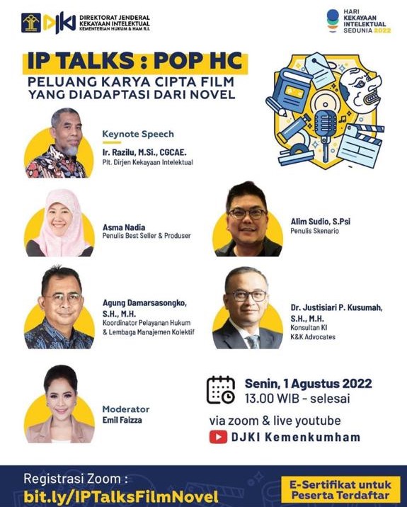 IP Talks : POP HC - Peluang Karya Cipta Film yang diadaptasi dari Novel